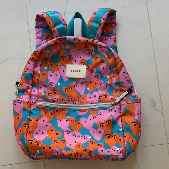 STATE Kids Backpack with Heart Design - Pink Orange Blue